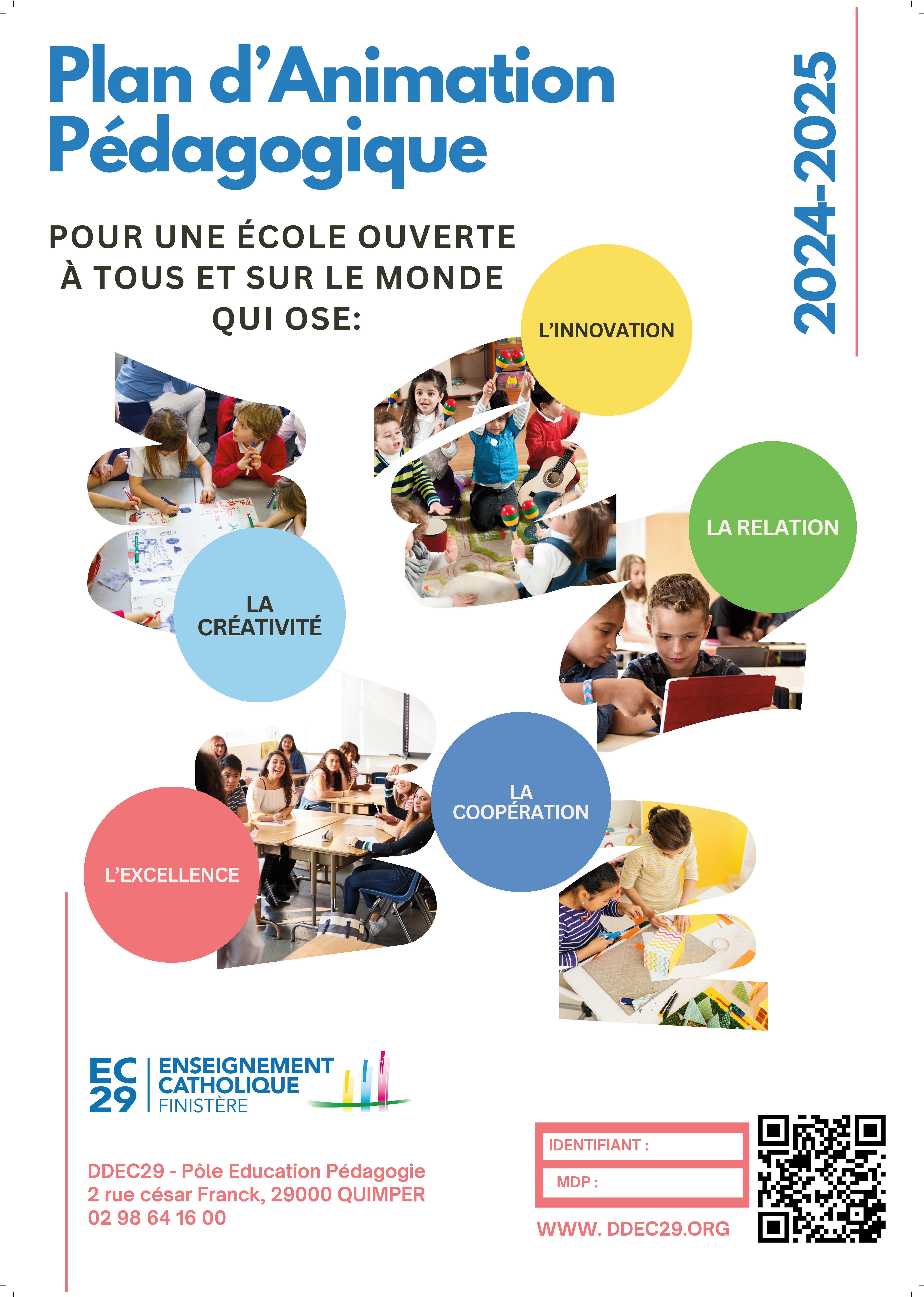 affiche plan d'animation pédagogique 2024-2025 de l'enseignement catholique du Finistère